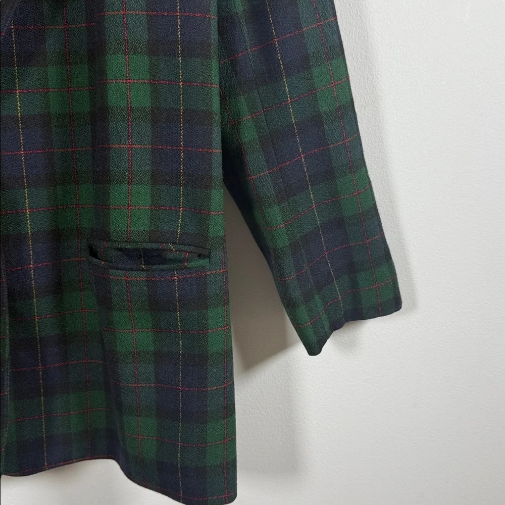Vintage Alfred Dunner Wool Black Watch Tartan Plaid Blazer Preppy 12P